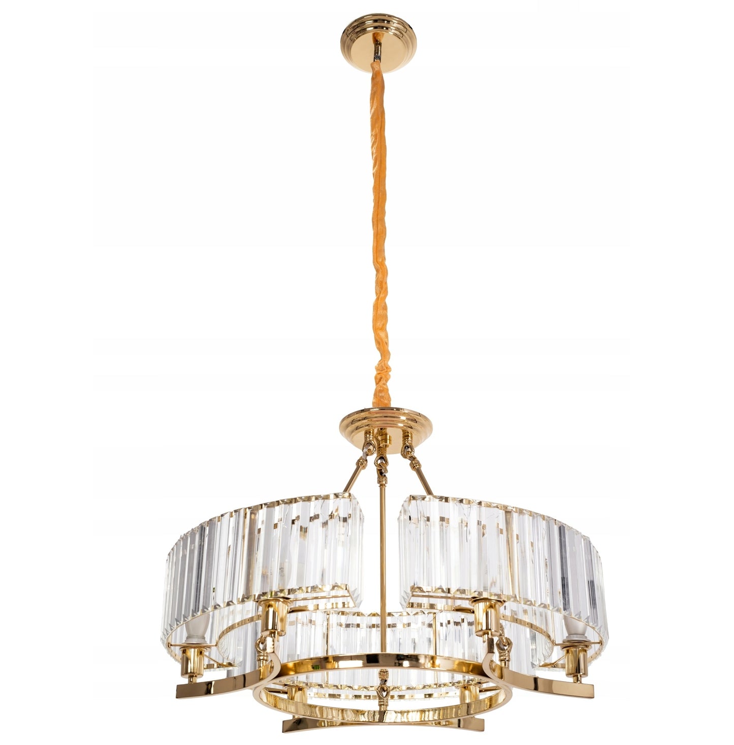 Lampa APP789 złota żyrandol kryształowy ring