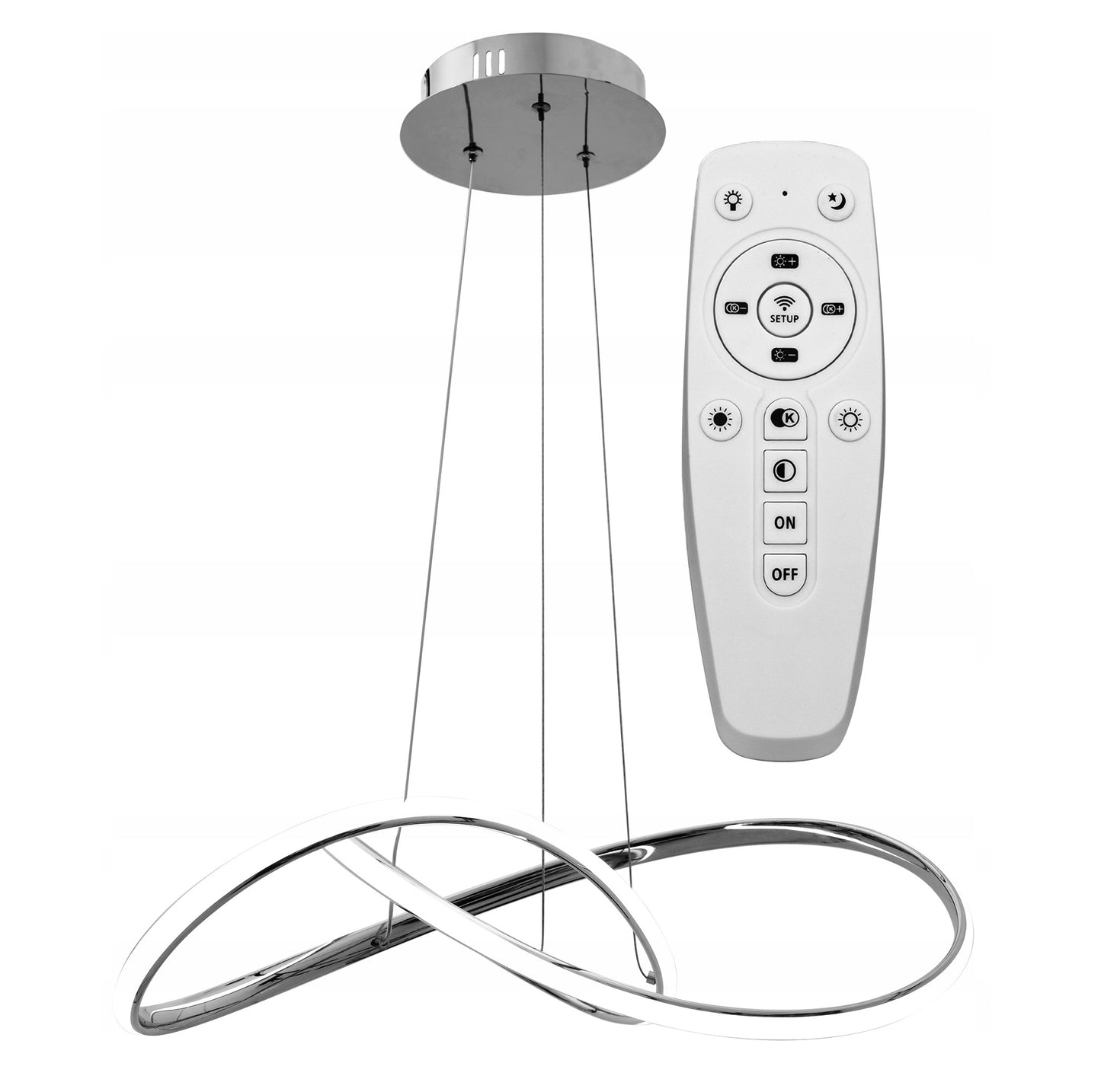 Lampa sufitowa APP393 wisząca LED żyrandol srebrna pilot