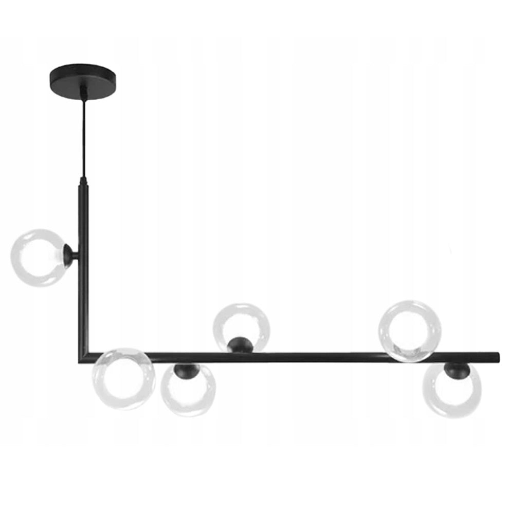 Lampa APP755 sufitowa szklana czarna 6 punktów