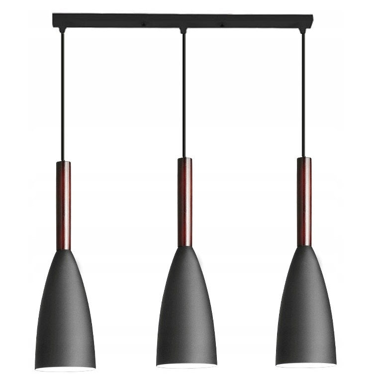 Lampa sufitowa LETIZ 3 punkty metal+ drewno czarna