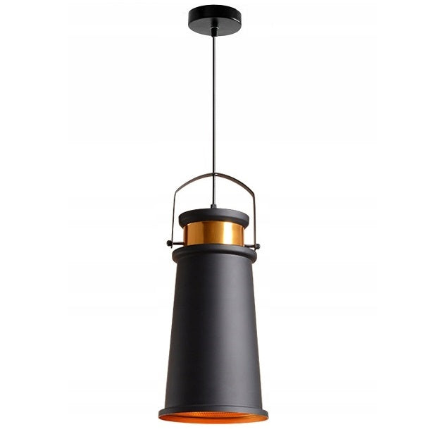 Lampa wisząca metalowa złota retro czarna ASTI A