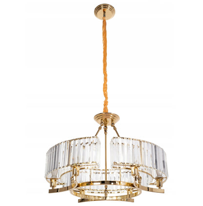 Lampa APP789 złota żyrandol kryształowy ring