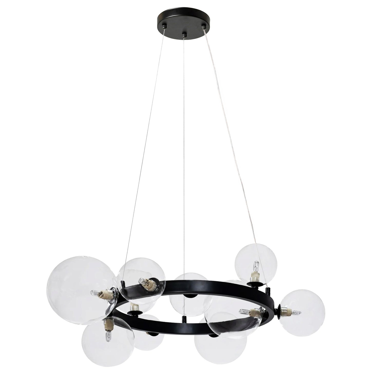 Lampa APP1159 czarna sufitowa żyrandol szklane kule