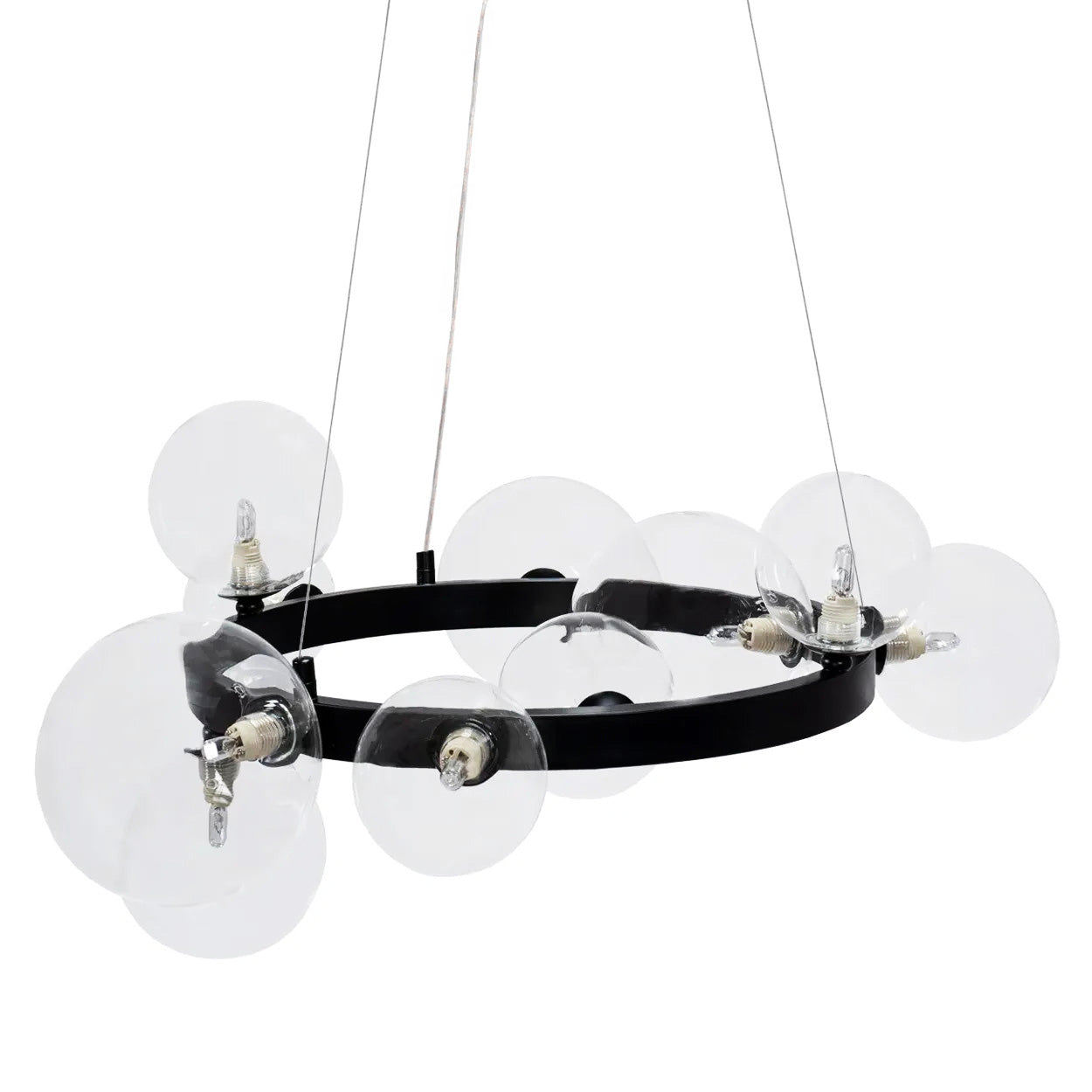 Lampa APP1159 czarna sufitowa żyrandol szklane kule