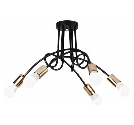 Lampa APP518 sufitowa żyrandol czarna złota 5