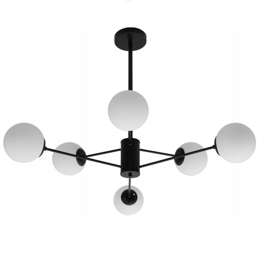 Lampa APP262 czarna sufitowa żyrandol białe kule 6