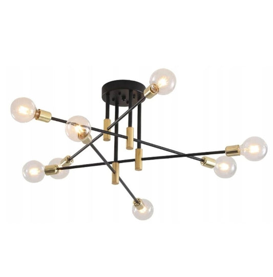 Lampa APP733 sufitowa żyrandol czarna złota loft