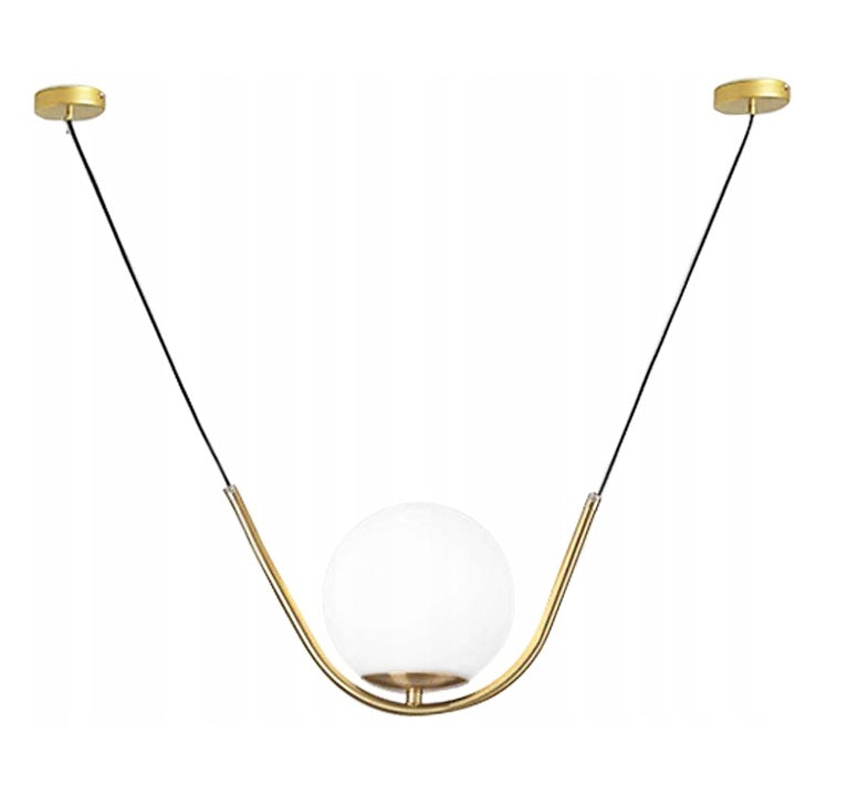 Lampa APP689 sufitowa złota biała mleczna kula