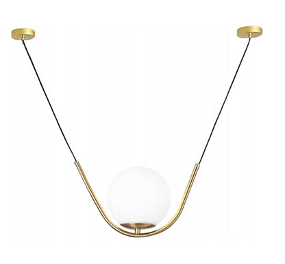 Lampa APP689 sufitowa złota biała mleczna kula