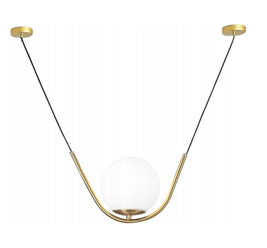 Lampa APP689 sufitowa złota biała mleczna kula