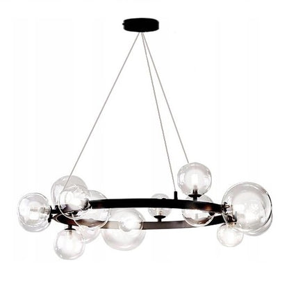 Lampa APP906 sufitowa czarna żyrandol szklane kule