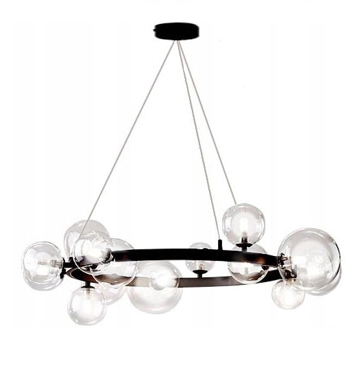Lampa APP906 sufitowa czarna żyrandol szklane kule