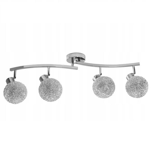Lampa sufitowa plafon APP673 srebrna kula glamour