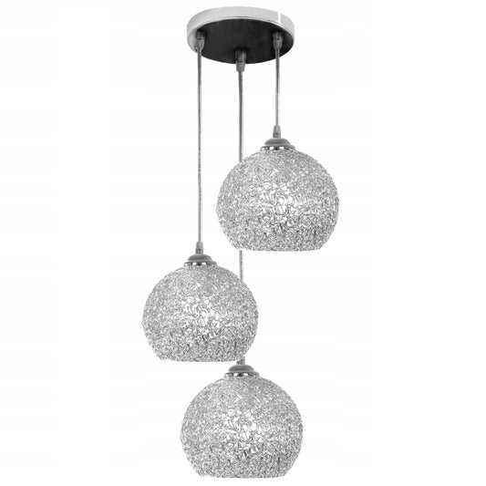 Lampa sufitowa wisząca APP634 srebrna kule glamour