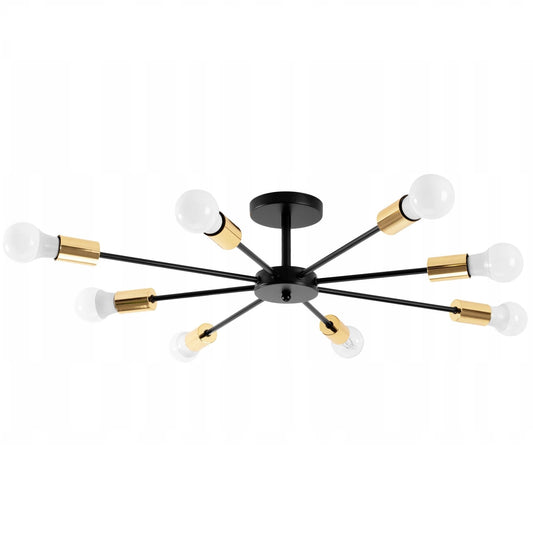 Lampa sufitowa pająk plafon APP502 czarna 8 ramion