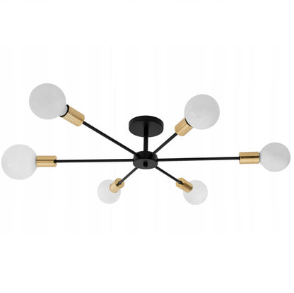 Lampa sufitowa pająk plafon APP501 czarna 6 ramion