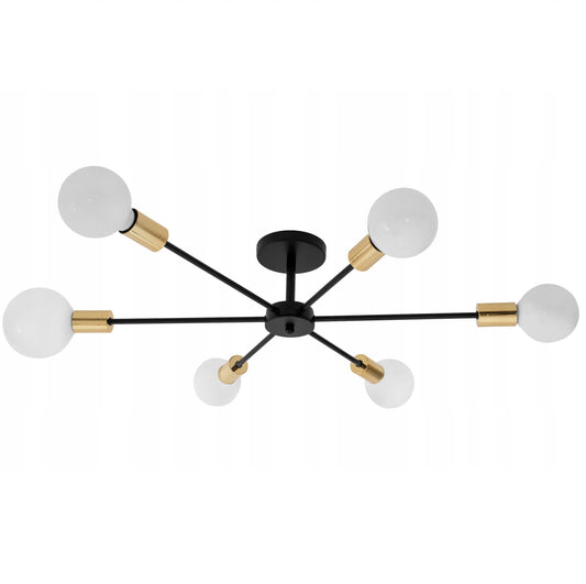Lampa sufitowa pająk plafon APP501 czarna 6 ramion