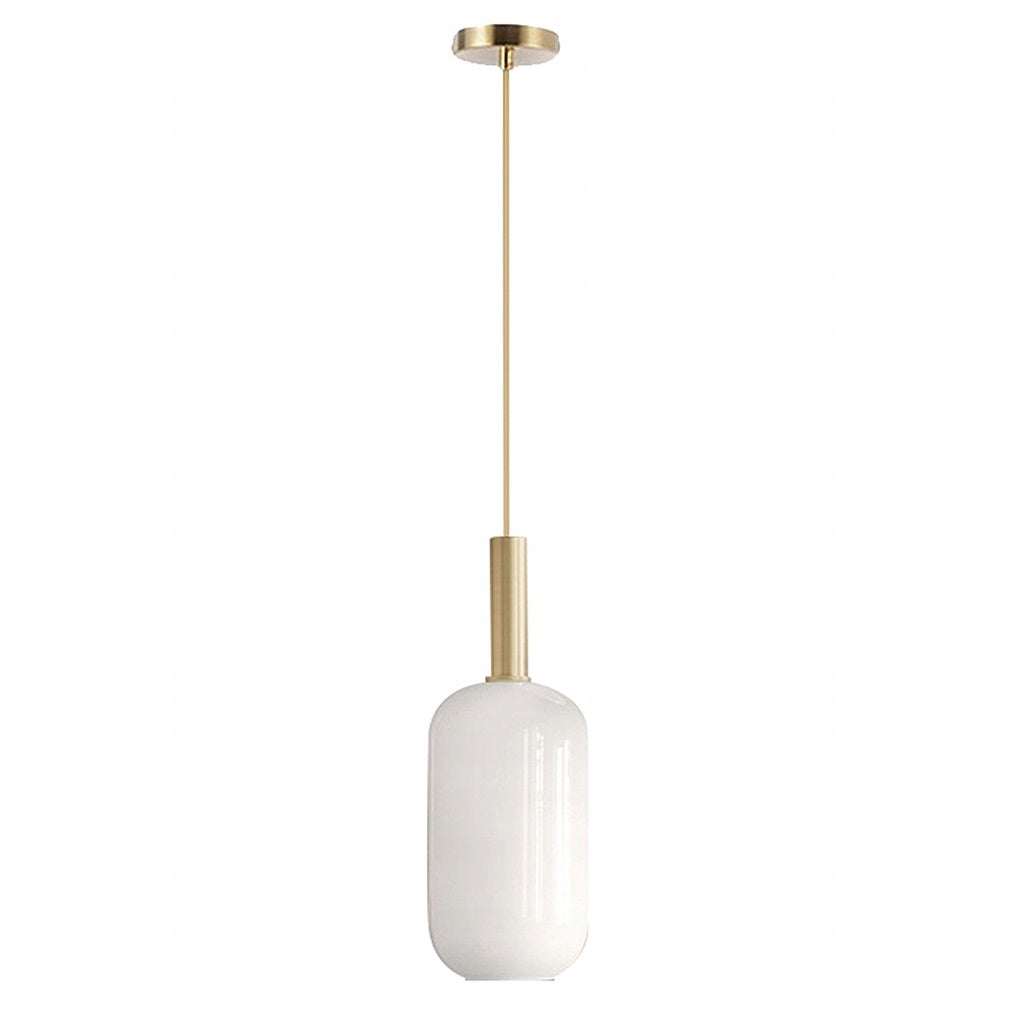 Lampa sufitowa szklana mleczna tuba APP667 złota