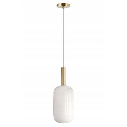 Lampa sufitowa szklana mleczna tuba APP667 złota