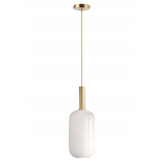 Lampa sufitowa szklana mleczna tuba APP667 złota