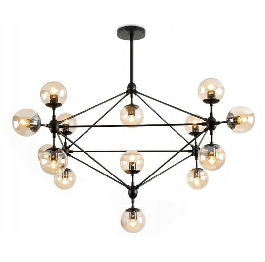 Lampa sufitowa czarna żyrandol APP265 szklane kule