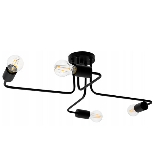 Lampa sufitowa czarna AGARO 4 żyrandol pająk