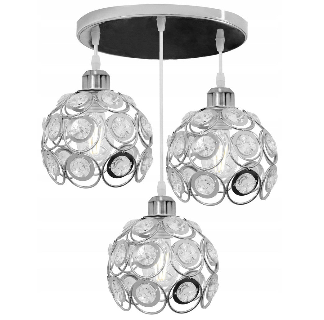 Lampa sufitowa APP210 metal srebrna kryształ kule