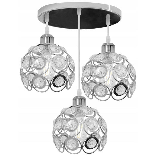 Lampa sufitowa APP210 metal srebrna kryształ kule