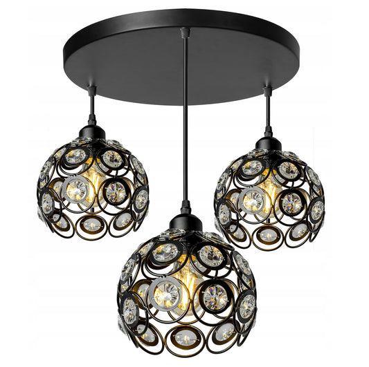 Lampa sufitowa APP209 metal czarna kryształ kule