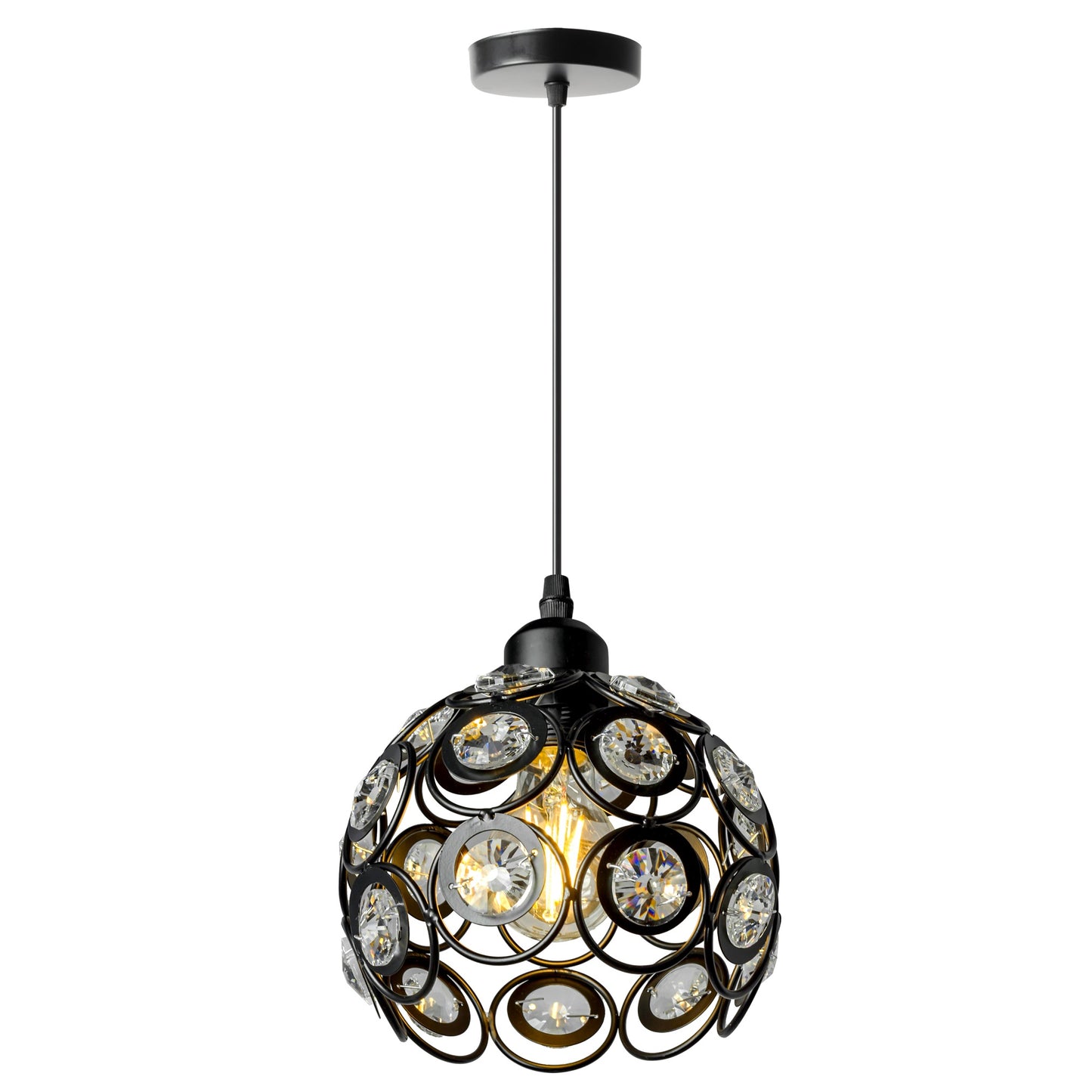 Lampa sufitowa APP206 metal czarna kryształ kula