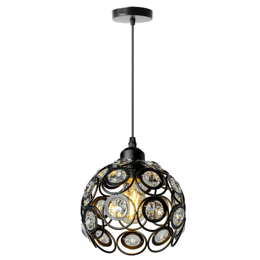 Lampa sufitowa APP206 metal czarna kryształ kula