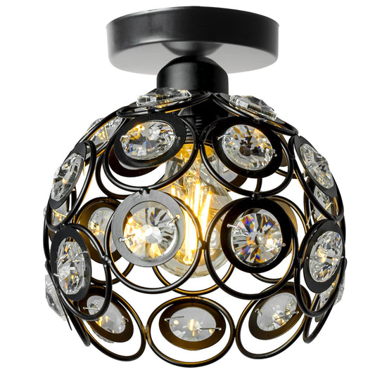 Lampa sufitowa APP203 metal czarna kryształ kula