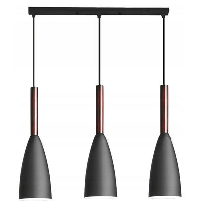 Lampa sufitowa LETIZ 3 punkty metal+ drewno czarna