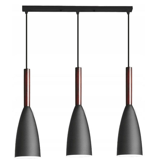 Lampa sufitowa LETIZ 3 punkty metal+ drewno czarna