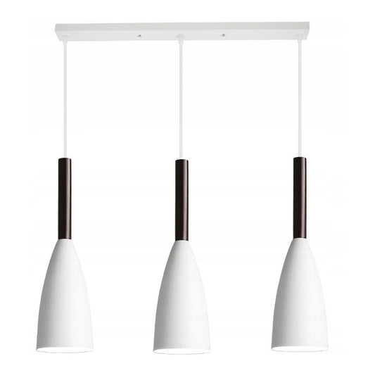 Lampa sufitowa LETIZ 3 punkty metal + drewno biała