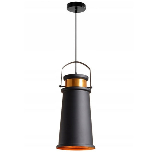 Lampa wisząca metalowa złota retro czarna ASTI A
