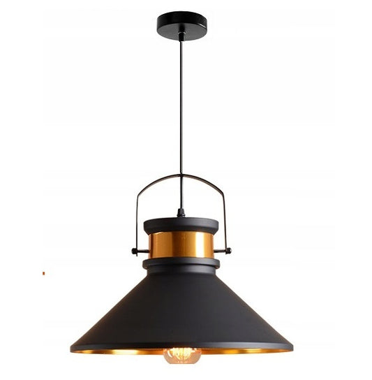Lampa ASTI B czarna wisząca metalowa złota retro