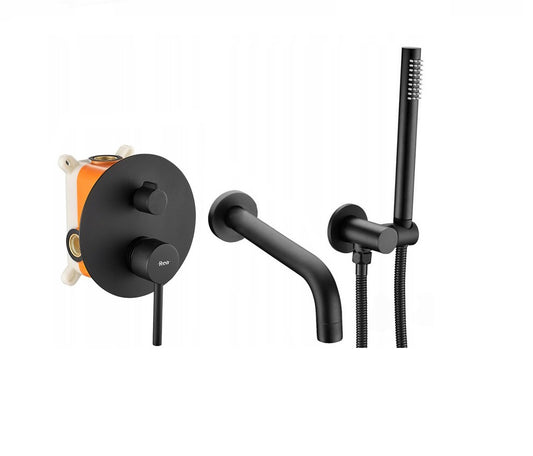 Bateria LUNGO wannowa podtynkowa czarna + box REA